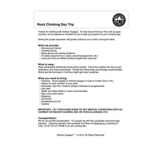 Rock Climbing Day Trip Checklist Thumbnail